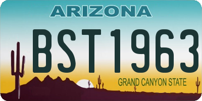 AZ license plate BST1963