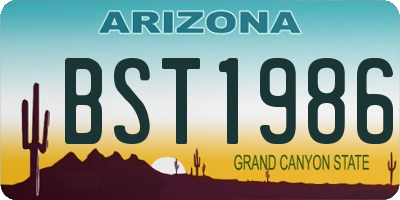 AZ license plate BST1986