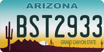 AZ license plate BST2933