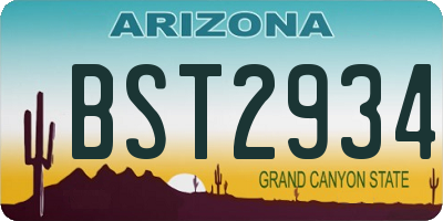 AZ license plate BST2934