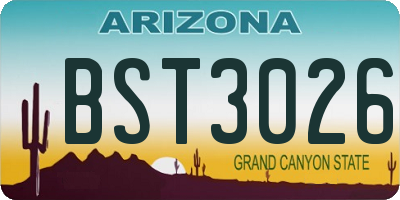 AZ license plate BST3026