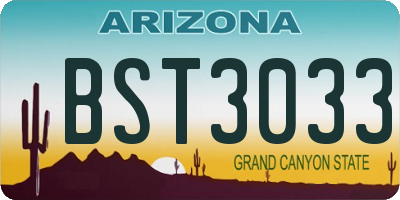 AZ license plate BST3033