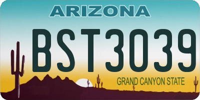 AZ license plate BST3039