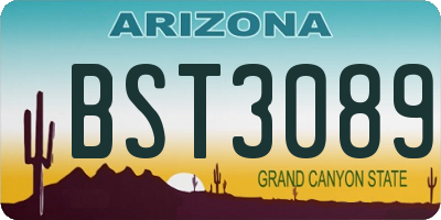AZ license plate BST3089