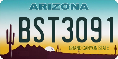 AZ license plate BST3091