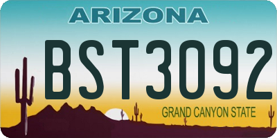 AZ license plate BST3092