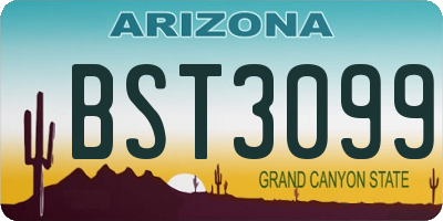 AZ license plate BST3099