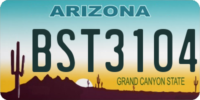 AZ license plate BST3104