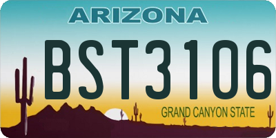 AZ license plate BST3106