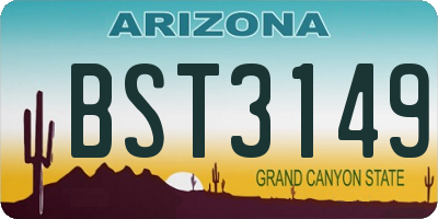 AZ license plate BST3149