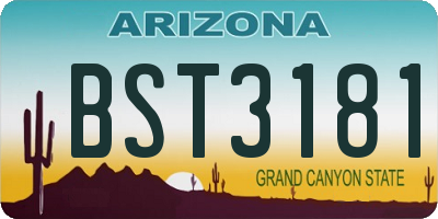 AZ license plate BST3181