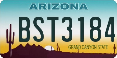 AZ license plate BST3184