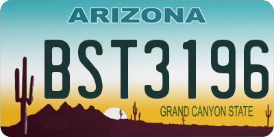 AZ license plate BST3196