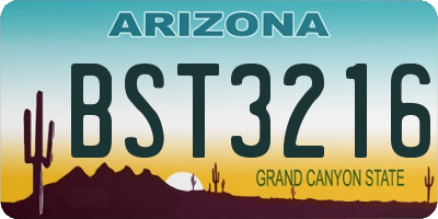 AZ license plate BST3216