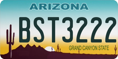 AZ license plate BST3222