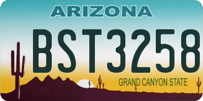 AZ license plate BST3258