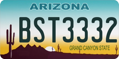 AZ license plate BST3332