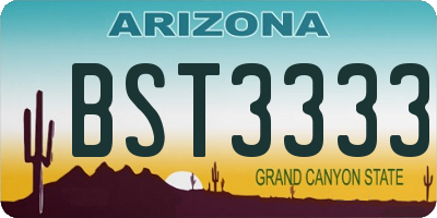 AZ license plate BST3333