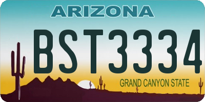 AZ license plate BST3334