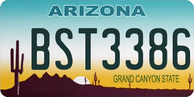 AZ license plate BST3386