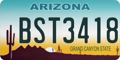 AZ license plate BST3418