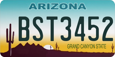 AZ license plate BST3452