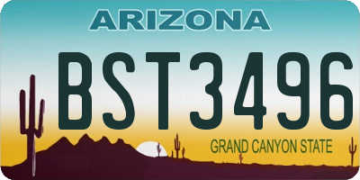 AZ license plate BST3496