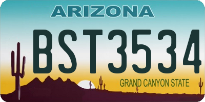 AZ license plate BST3534