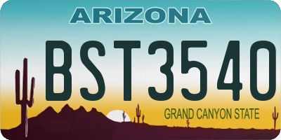 AZ license plate BST3540