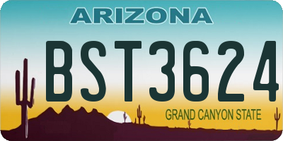 AZ license plate BST3624