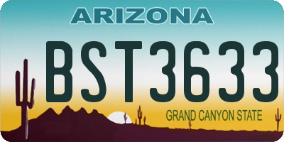AZ license plate BST3633