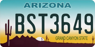 AZ license plate BST3649