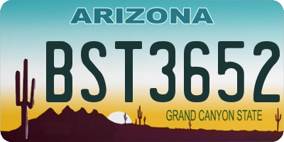 AZ license plate BST3652