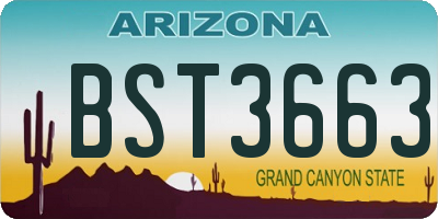 AZ license plate BST3663