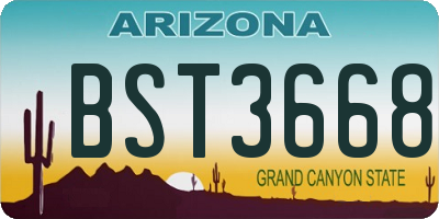 AZ license plate BST3668