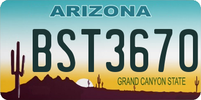 AZ license plate BST3670