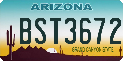 AZ license plate BST3672