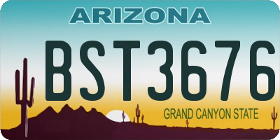 AZ license plate BST3676