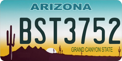 AZ license plate BST3752