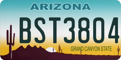 AZ license plate BST3804