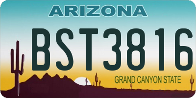 AZ license plate BST3816