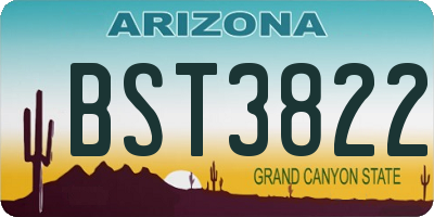 AZ license plate BST3822