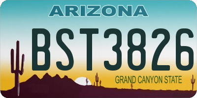 AZ license plate BST3826