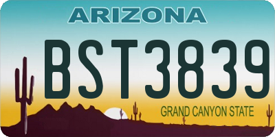 AZ license plate BST3839