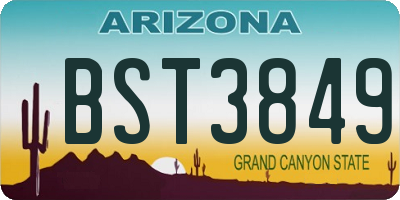 AZ license plate BST3849