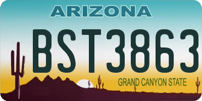 AZ license plate BST3863