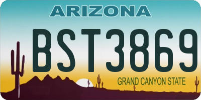 AZ license plate BST3869