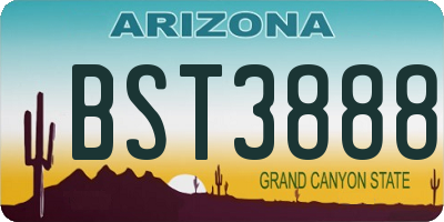 AZ license plate BST3888