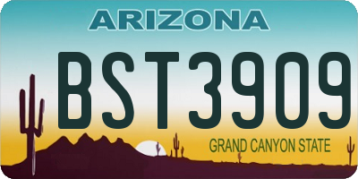 AZ license plate BST3909