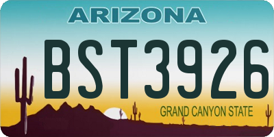 AZ license plate BST3926